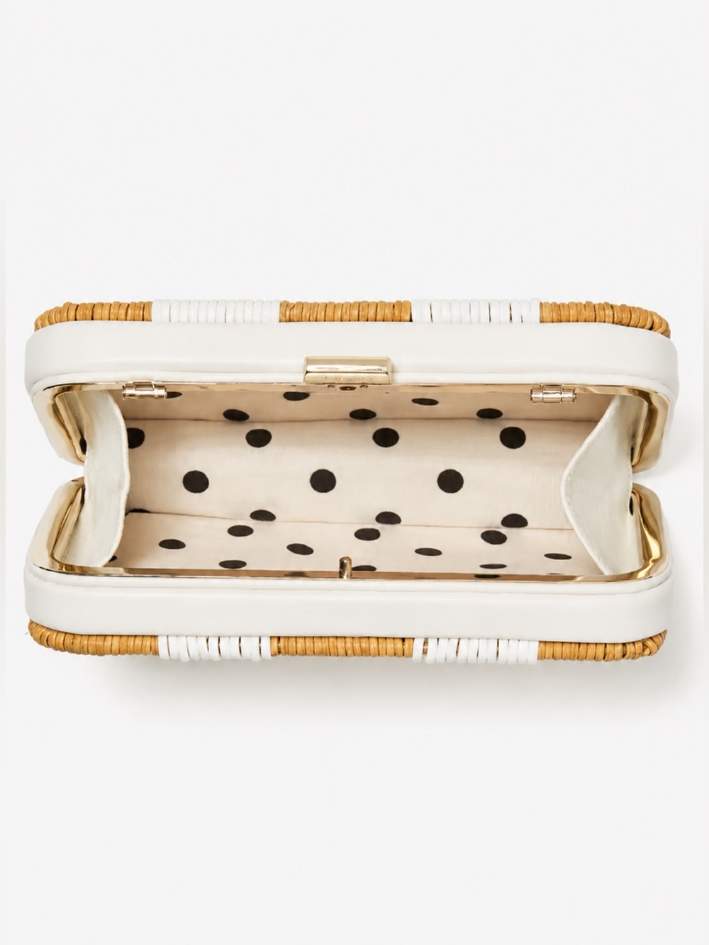NWT Kate Spade Kitt Wicker Clutch Crossbody Optic White Tan PXRU0413 - Picture 3 of 8